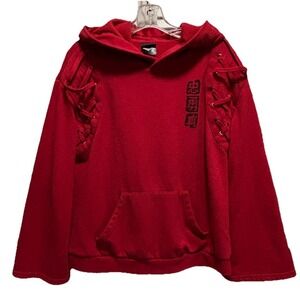 Disney Her Universe Mulan Bell Sleeve Hoodie Red/Blk Size Medium Graphic Pocket
